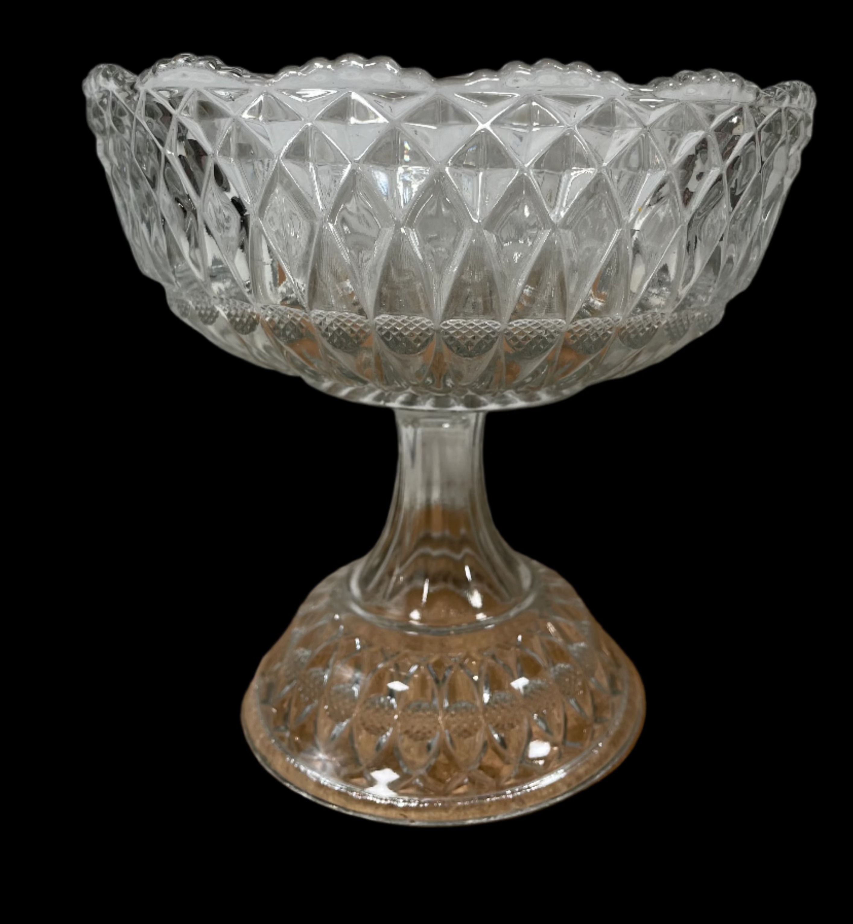 Large Antique 19th Century American Flint Glass Pedestal Compote Bowl