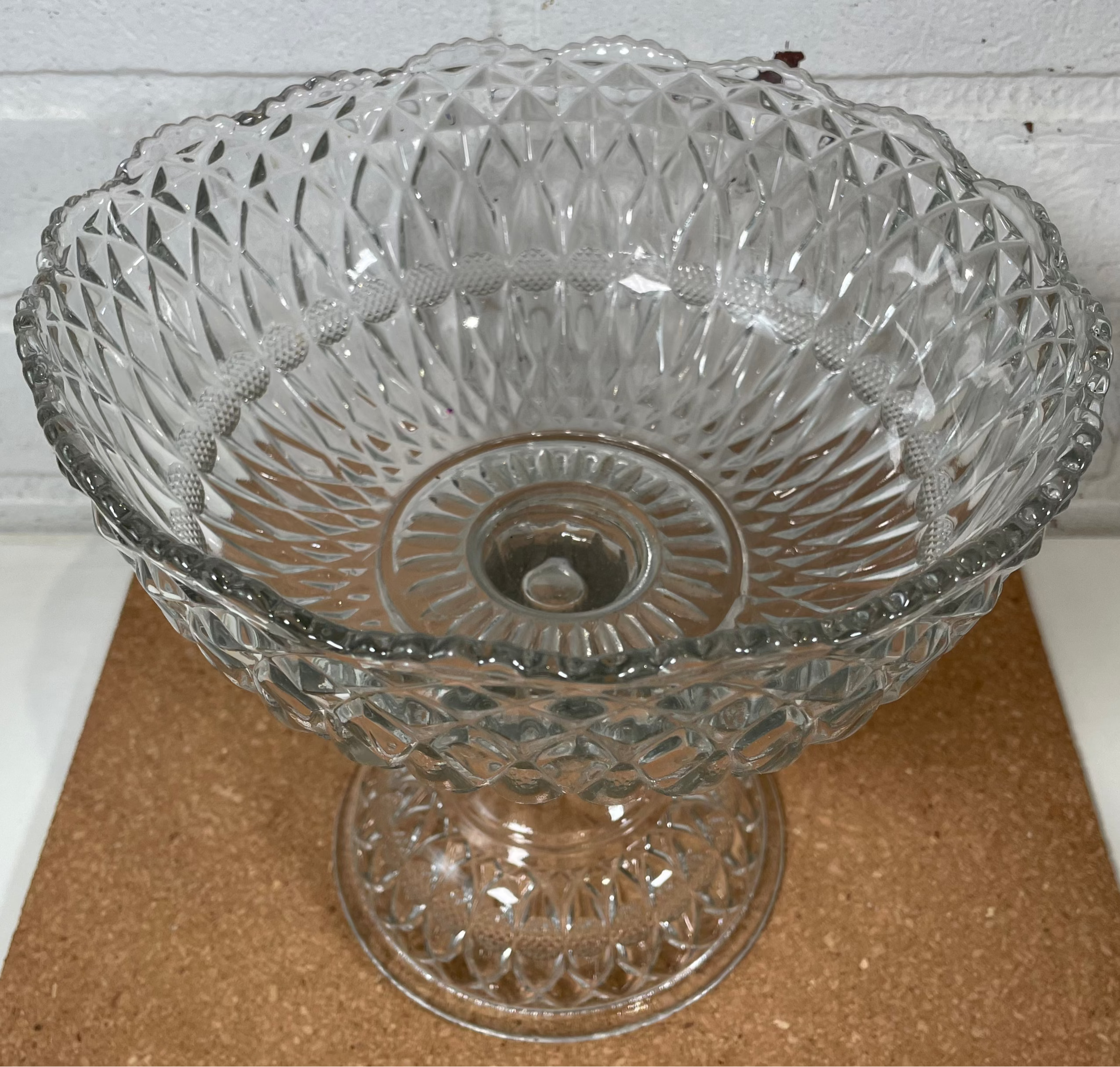 Large Antique 19th Century American Flint Glass Pedestal Compote Bowl