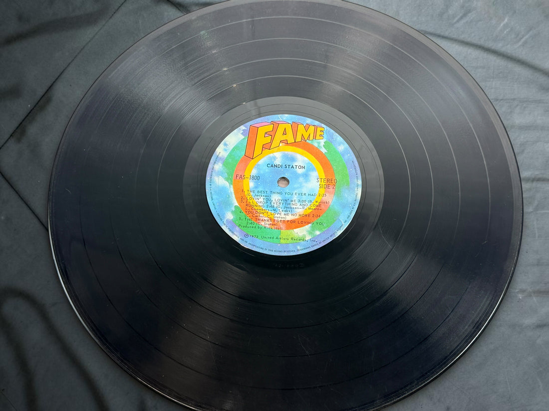 Vintage 1972 Candi Staton vinyl LP on Fame Records FAS-1800. Classic Southern Soul featuring In the Ghetto. Original-era pressing with picture sleeve.