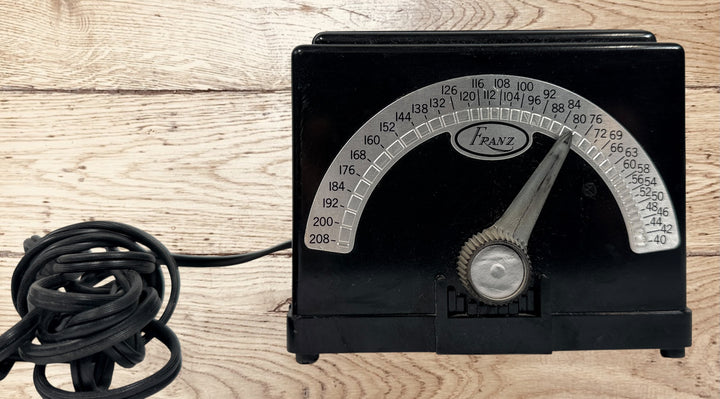 Vintage Franz LM-4 electric metronome, working mid-century studio metronome made in New Haven Connecticut with original cord and classic Bakelite case.