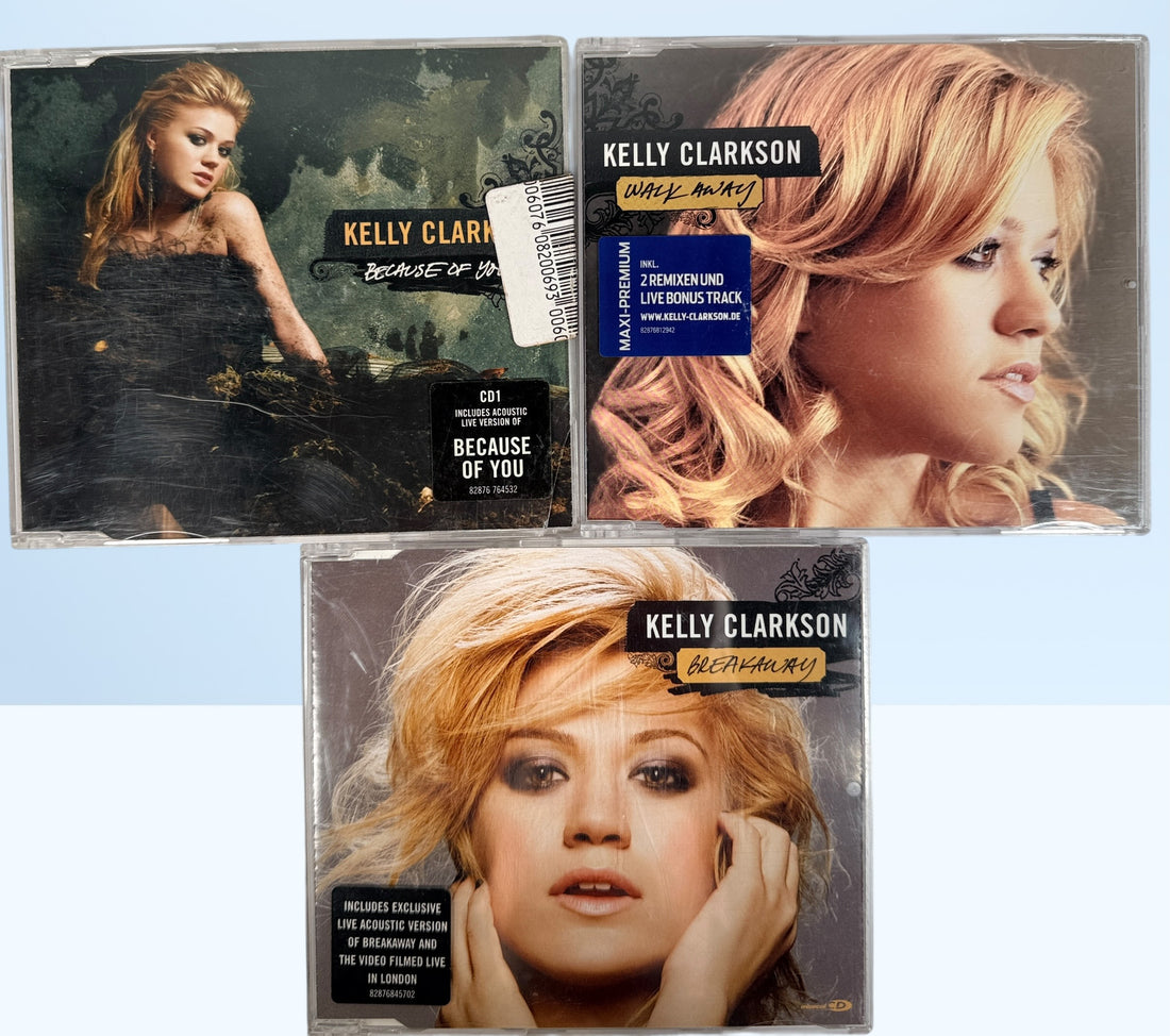 Kelly Clarkson Breakaway era CD singles lot including Breakaway, Because of You and Walk Away. Original Sony BMG releases with remixes and bonus tracks.