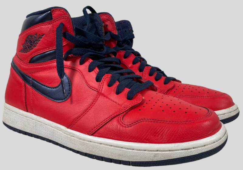 Nike, Jordan Retro 1, High OG David Letterman Crimson Navy University Blue Bred, 12 US.