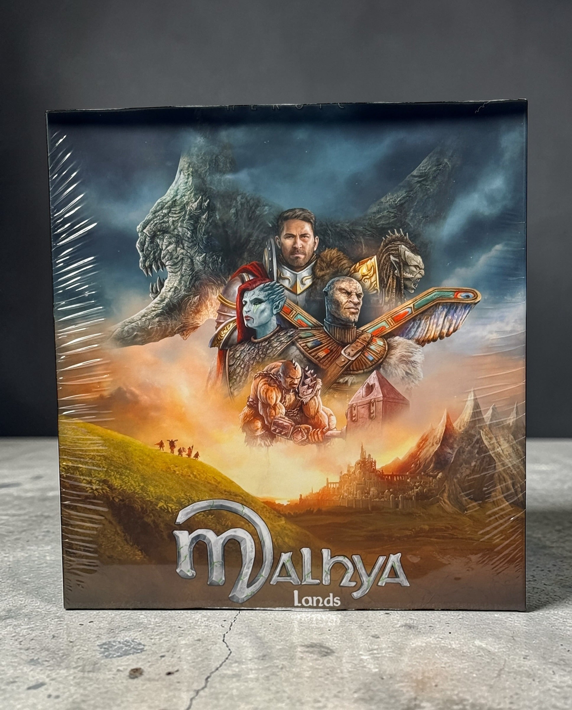 Malhya Lands of Legends Heroic Edition sealed fantasy adventure board game with miniatures, campaign storytelling, and cooperative gameplay for 1–5 players.