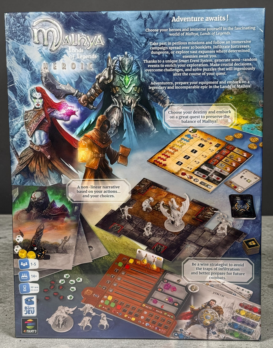 Malhya Lands of Legends Heroic Edition sealed fantasy adventure board game with miniatures, campaign storytelling, and cooperative gameplay for 1–5 players.