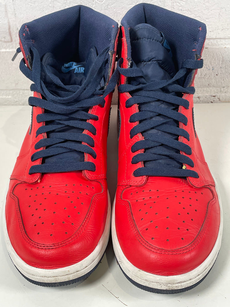 Nike, Jordan Retro 1, High OG David Letterman Crimson Navy University Blue Bred, 12 US.