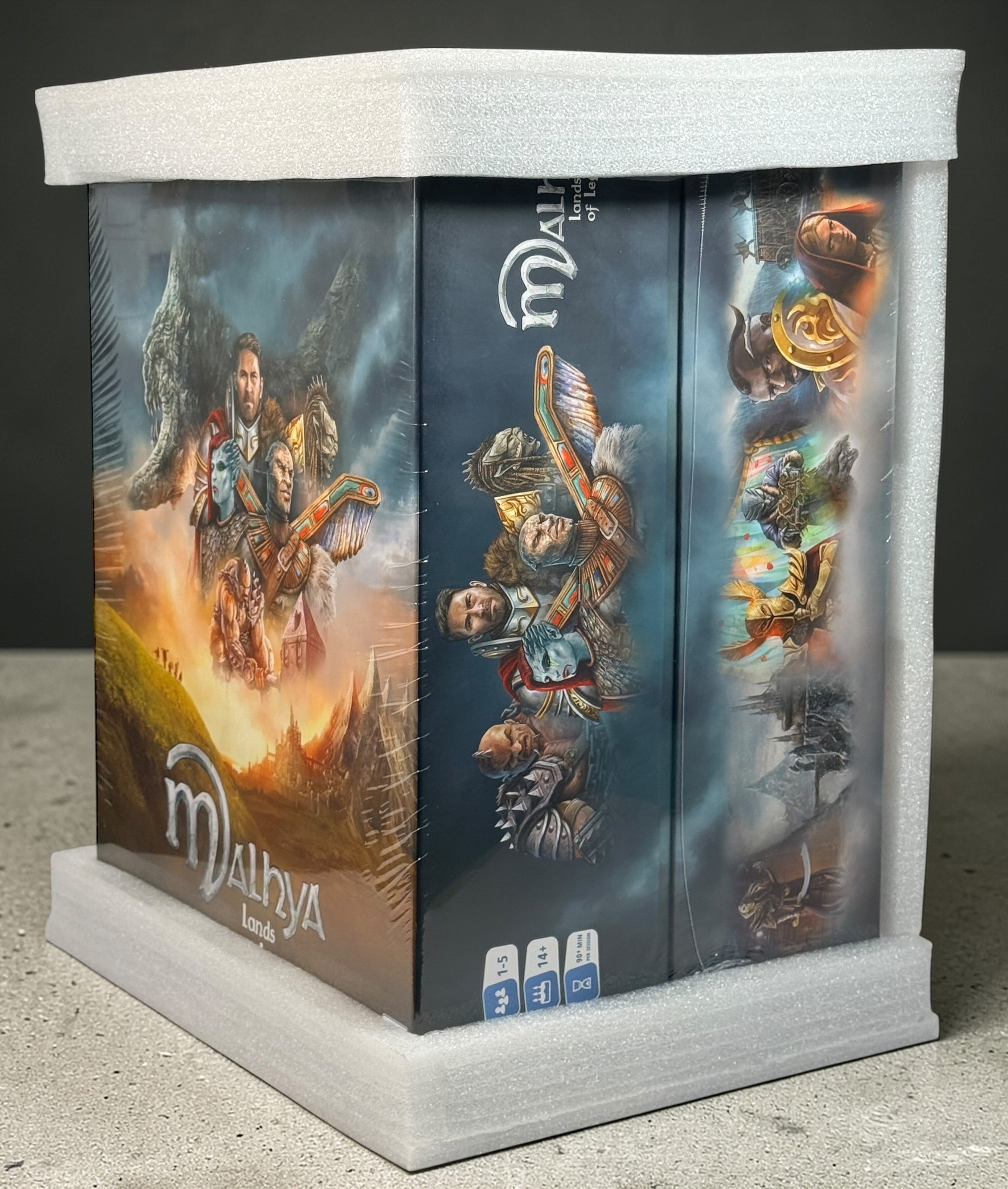 Malhya Lands of Legends Heroic Edition sealed fantasy adventure board game with miniatures, campaign storytelling, and cooperative gameplay for 1–5 players.
