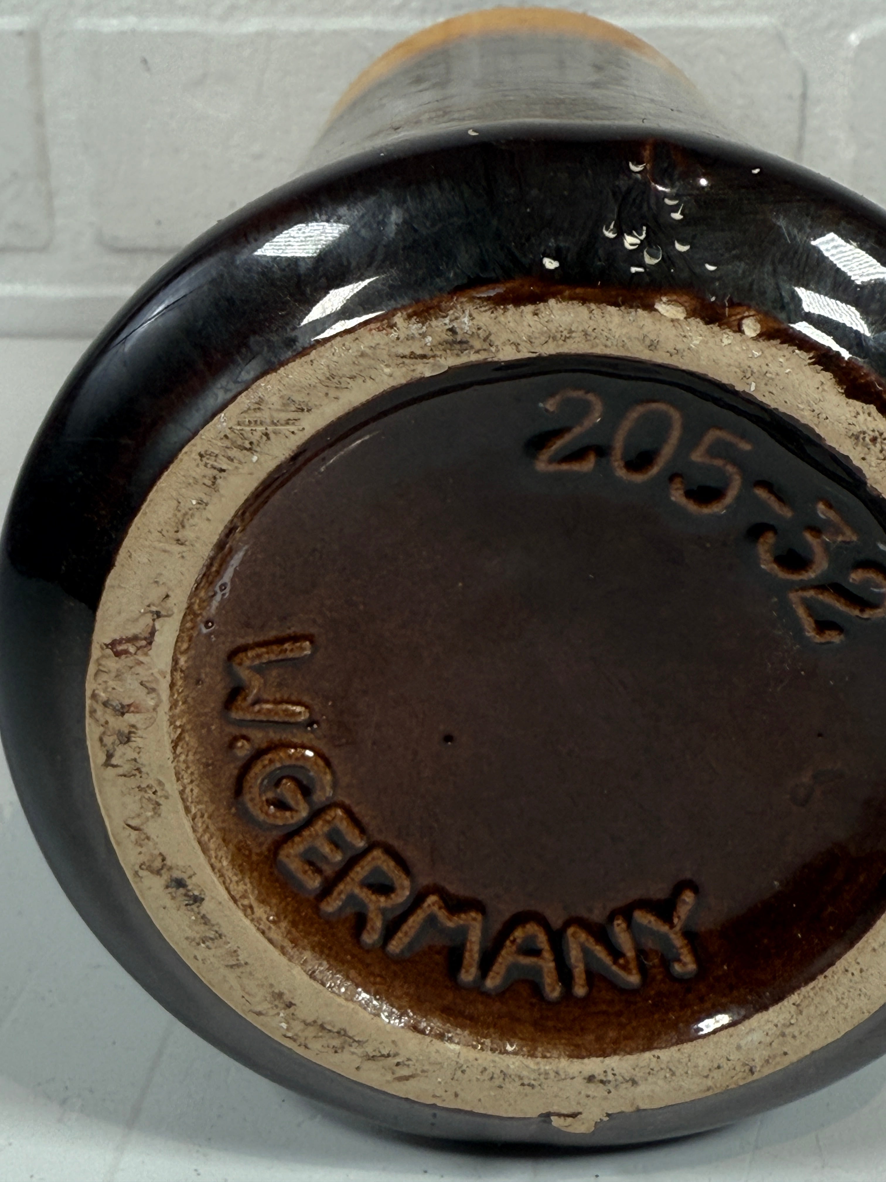 Vase en lave grasse orange et marron de style moderne du milieu du siècle par Scheurich, années 1970