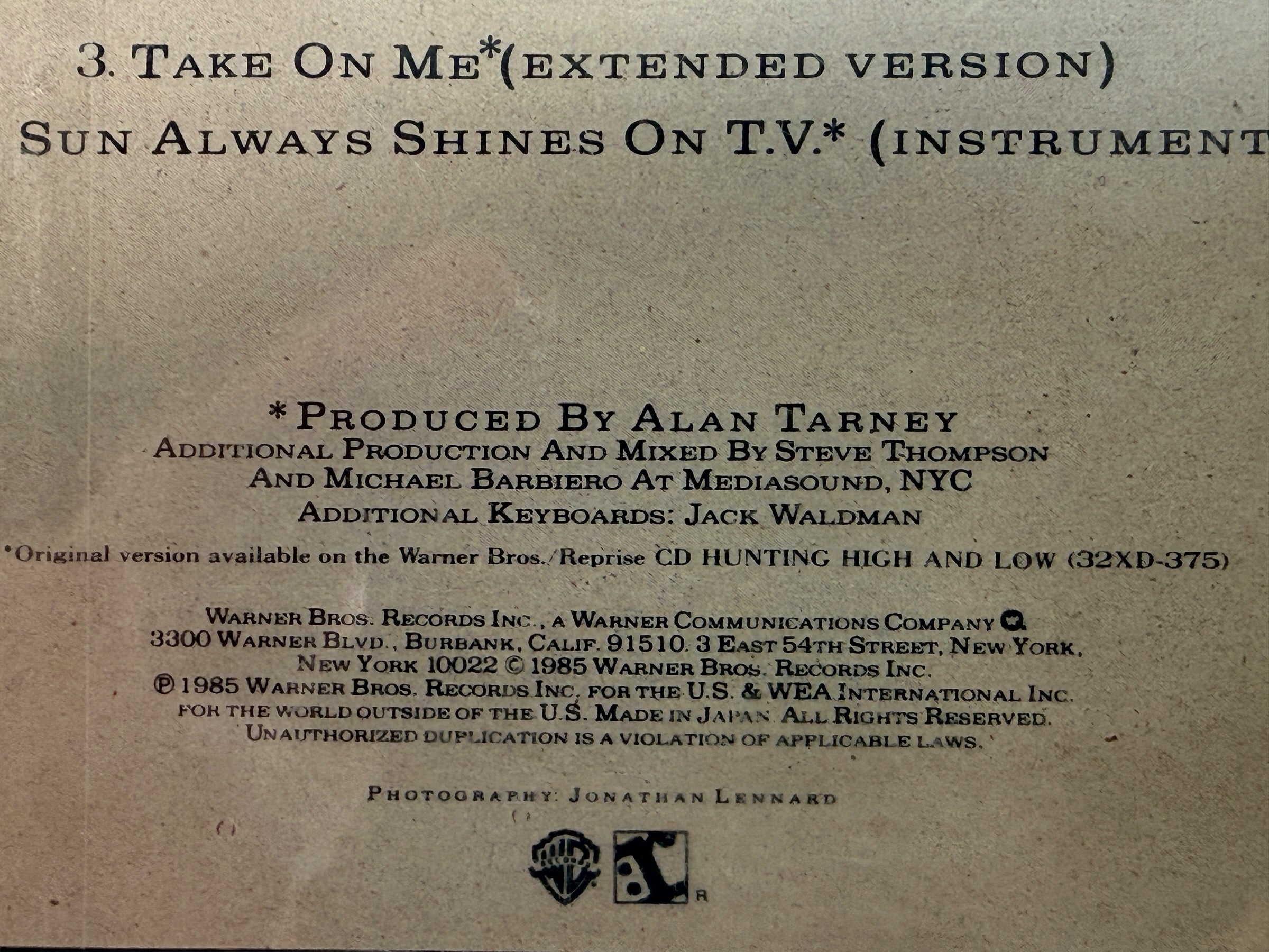 Shop a-ha’s 45 R.P.M. Club Japanese CD EP, featuring extended Take on Me and The Sun Always Shines on T.V. mixes. 1989 edition, 15P2-2668.
