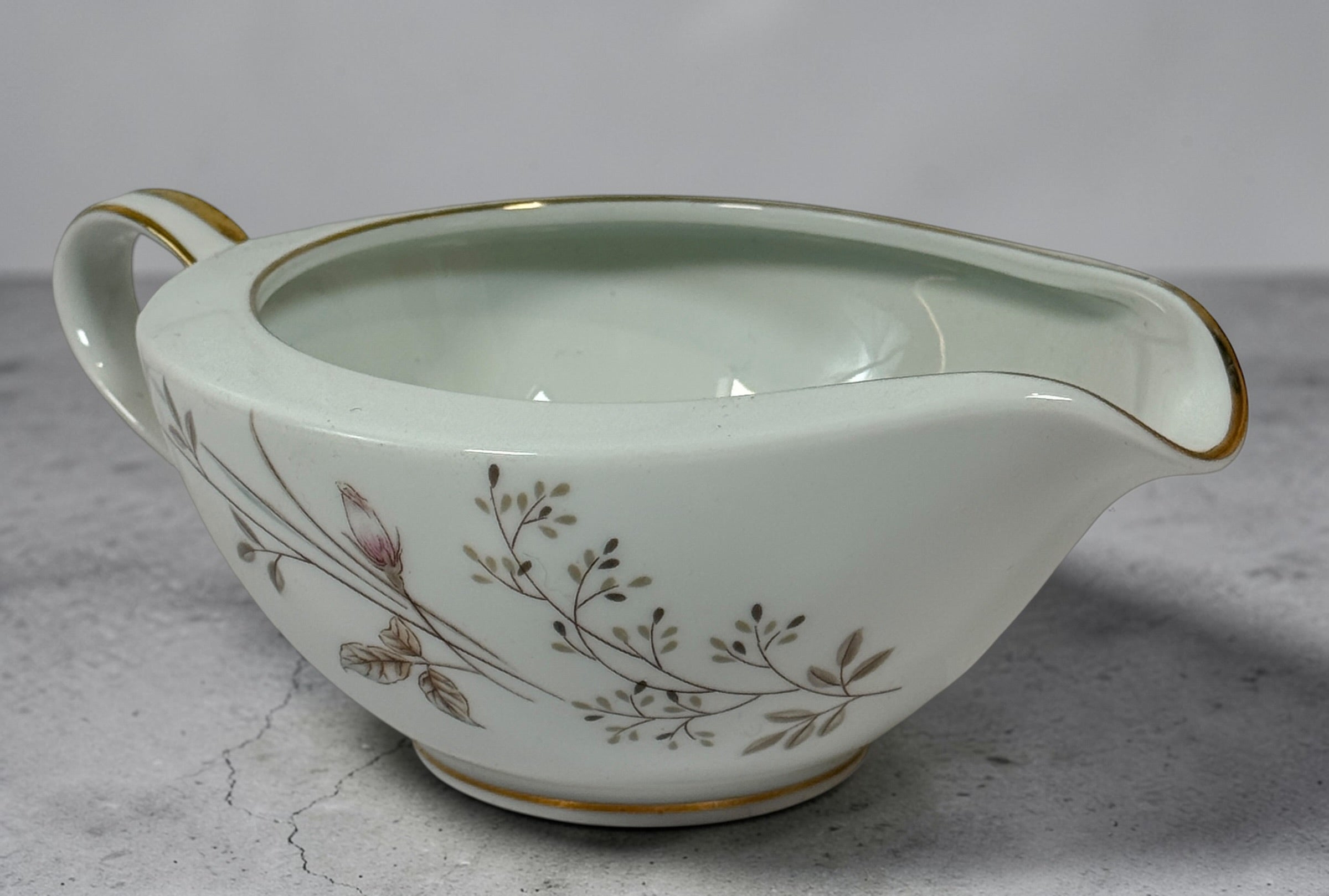 Vintage Noritake Luise 5763 china tea set with sugar bowl, creamer and cup. Elegant pink rose pattern with gold trim, made in Japan mid-century collectible.