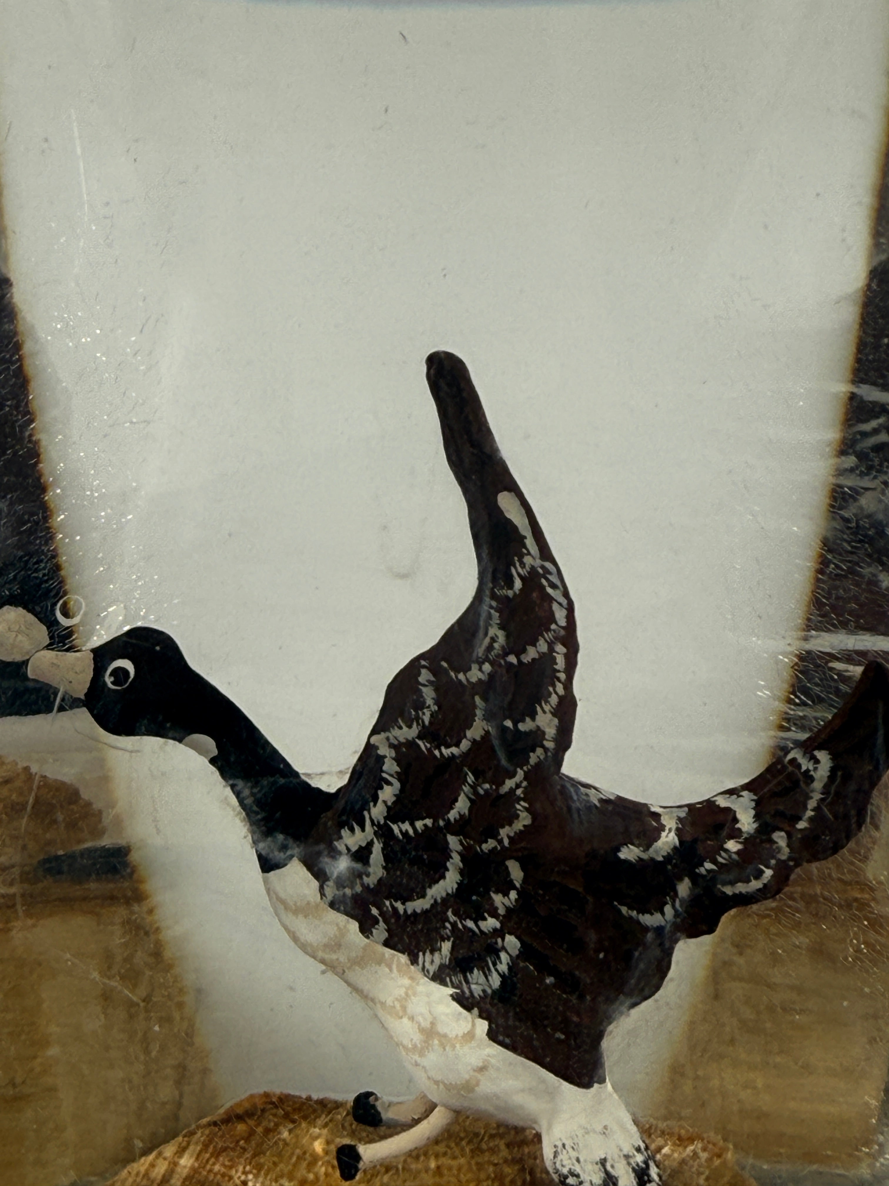 Presse-papier en résine, scène d'oiseaux nautiques en Lucite du milieu du siècle