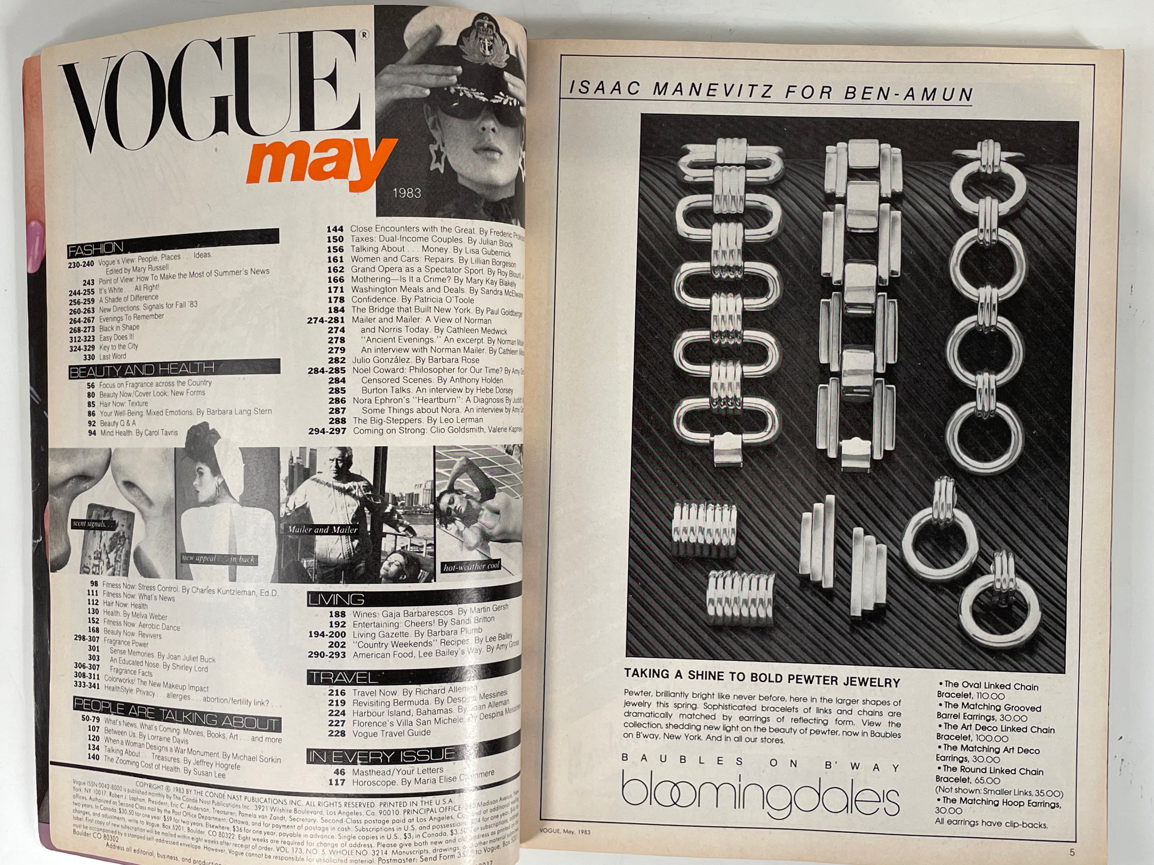 Vintage Vogue Magazine May 1983 Lauren Helm by Richard Avedon