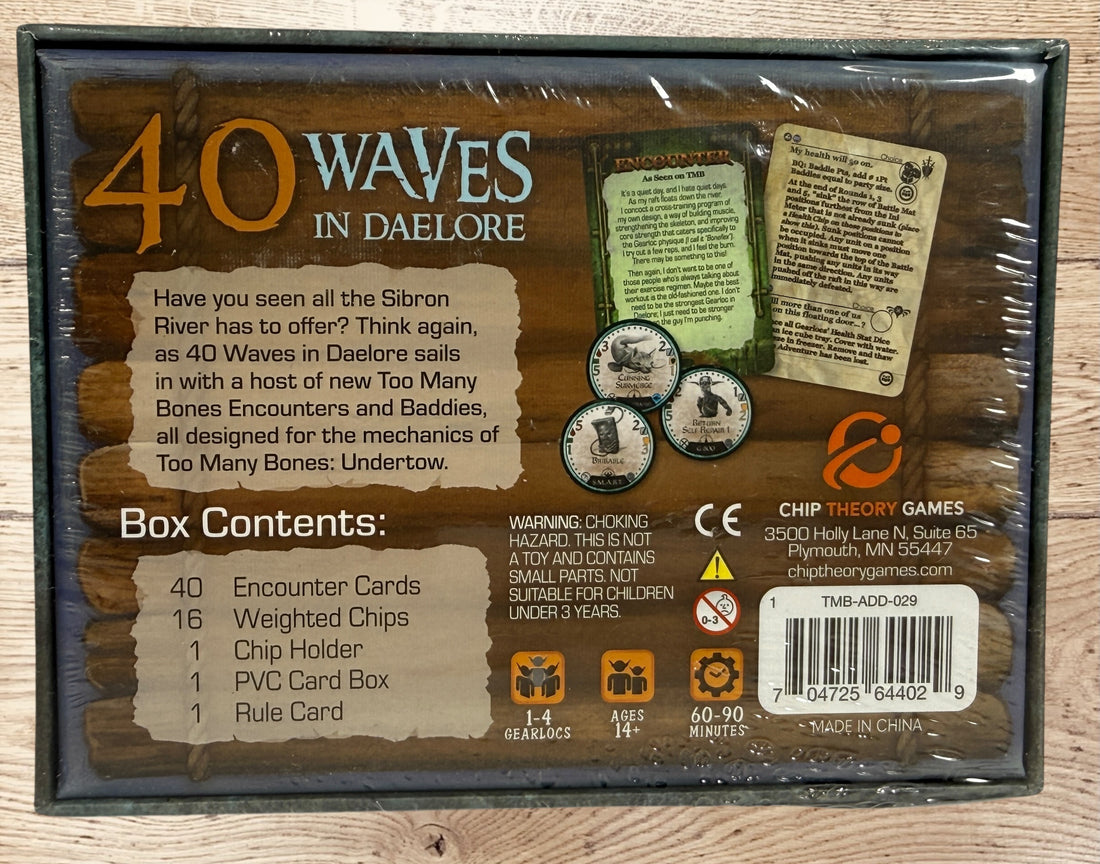 Sealed Too Many Bones 40 Waves in Daelore expansion for Undertow by Chip Theory Games. Premium adventure board game content with new encounters and weighted chips.