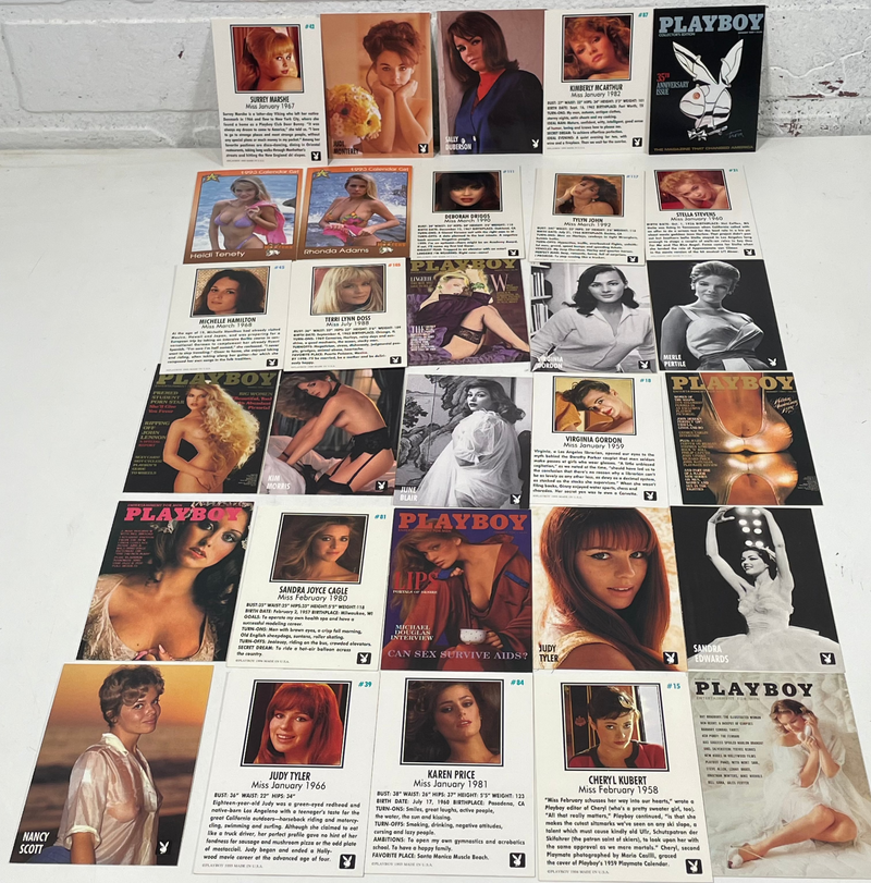 Cartes à collectionner Playboy assorties. Années assorties. 55 au total.