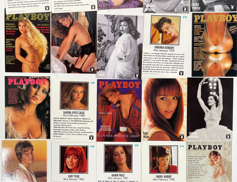 Cartes à collectionner Playboy assorties. Années assorties. 55 au total.