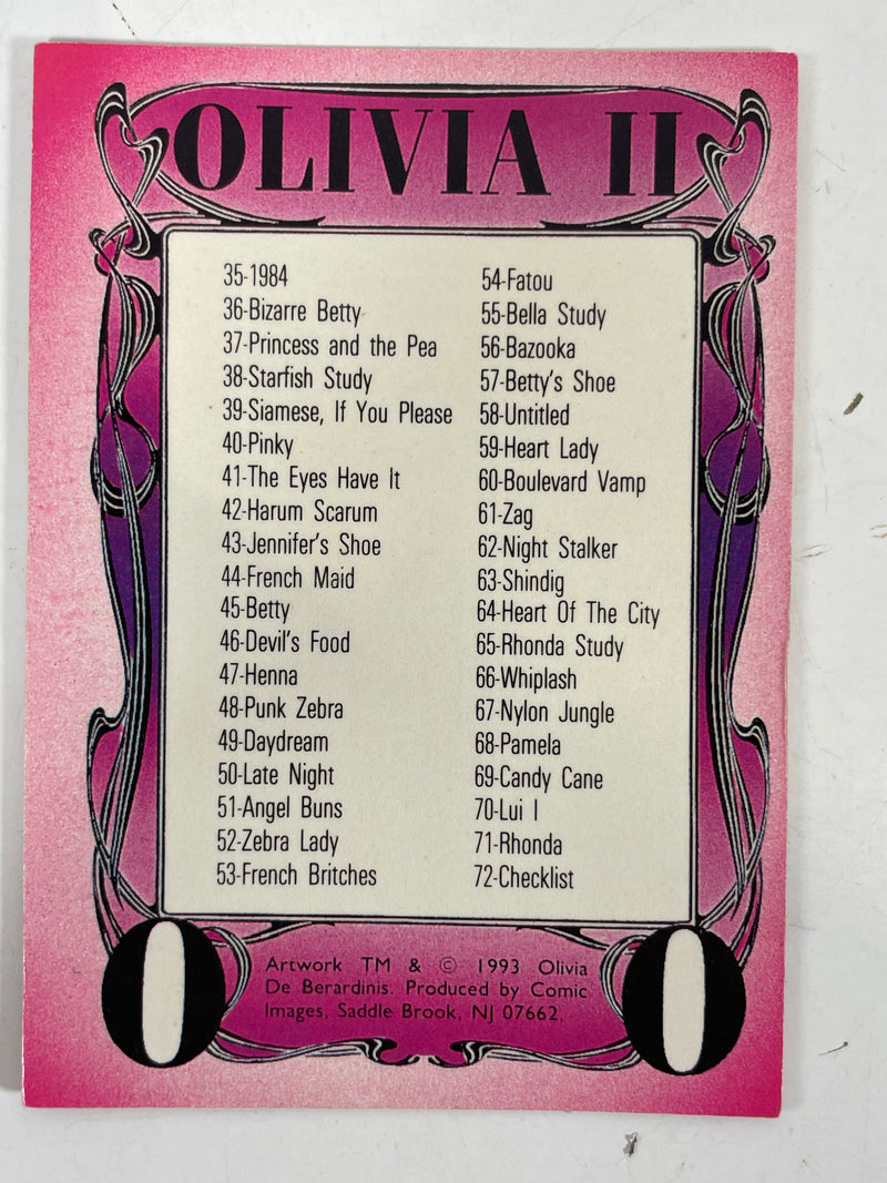 Olivia II De Berardinis 1993 Comic Images Complete Card Set. 72 cards