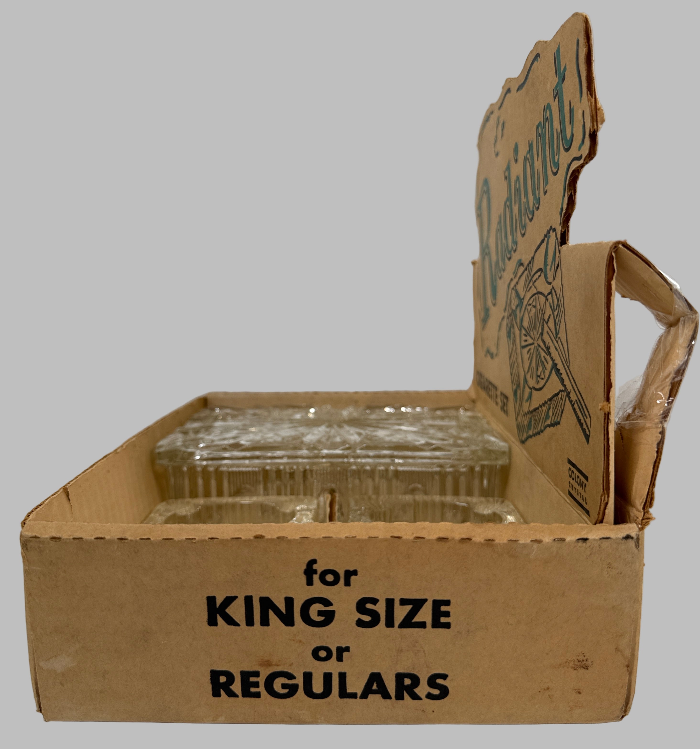 Coffret fumeur Vintage Colony Radiant Crystal – Boîte NIB et 4 cendriers