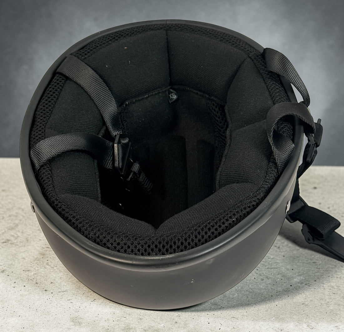 Demi-casque de moto X-Terminator Classic, noir mat, taille XS.