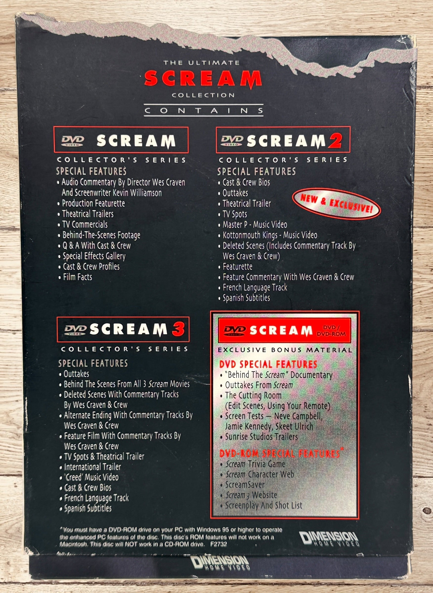 THE ULTIMATE SCREAM COLLECTION SCREAM 1-3 + BONUS, 4-DISC DVD SET, NEVE CAMPBELL