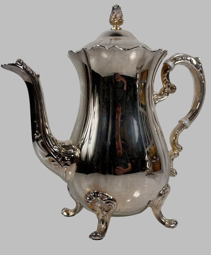 Mid-Century Leonard Silverplate Coffee Pot – Ornate Footed Design
