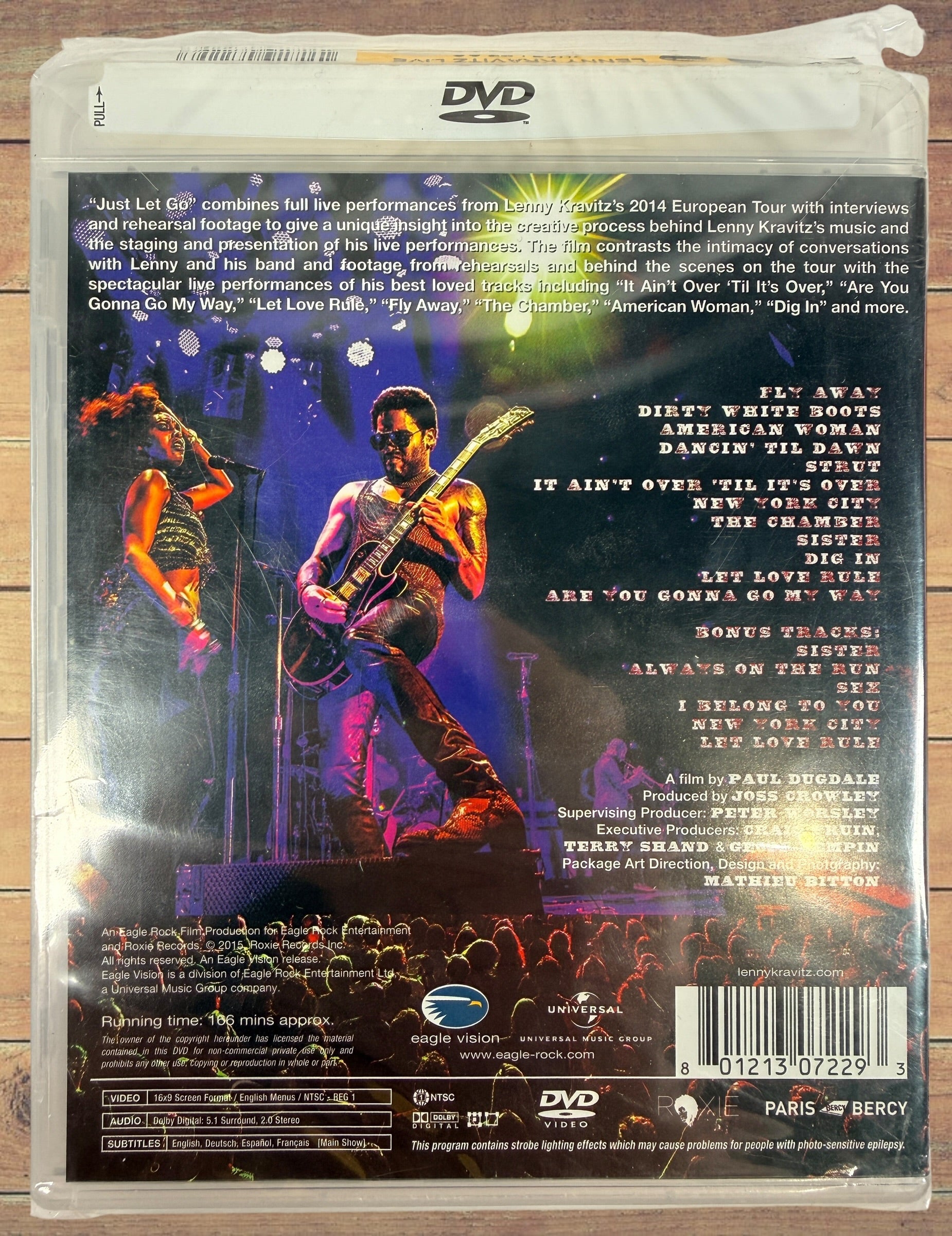 Lenny Kravitz, Just Let Go Live In Paris Bercy Concert DVD, Sealed
