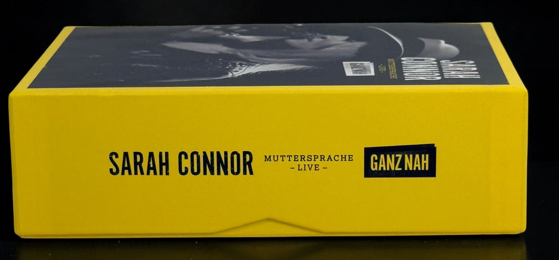 Sarah Connor Muttersprache Live Ganz Nah deluxe box set with 2 CDs, DVD and collector lanyard. Rare German live concert edition in large collector box.