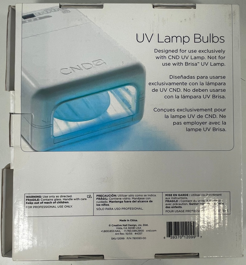 CND Electronics - UV Lamp Bulbs, for official CND UV lamps used with Shellac, Brisa, and Brisa Lite systems