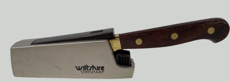 Couteau Wiltshire Stay Sharp, avec étui, rivet en laiton et bois, pour la cuisine