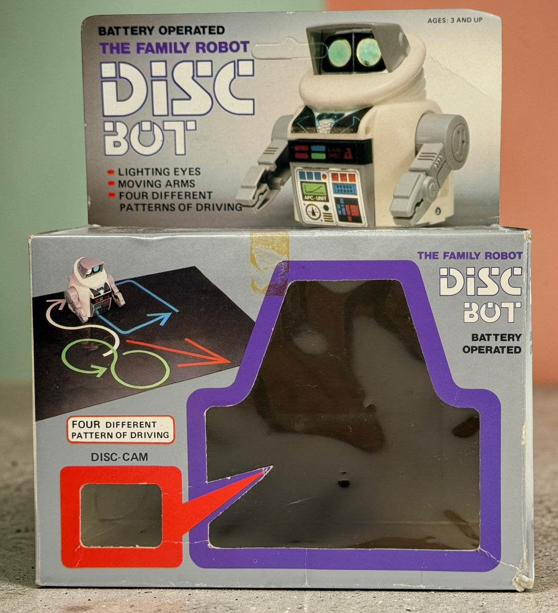 Robot programmable Disc Bot vintage des années 1980 – Rare variante rose (complet et fonctionnel)