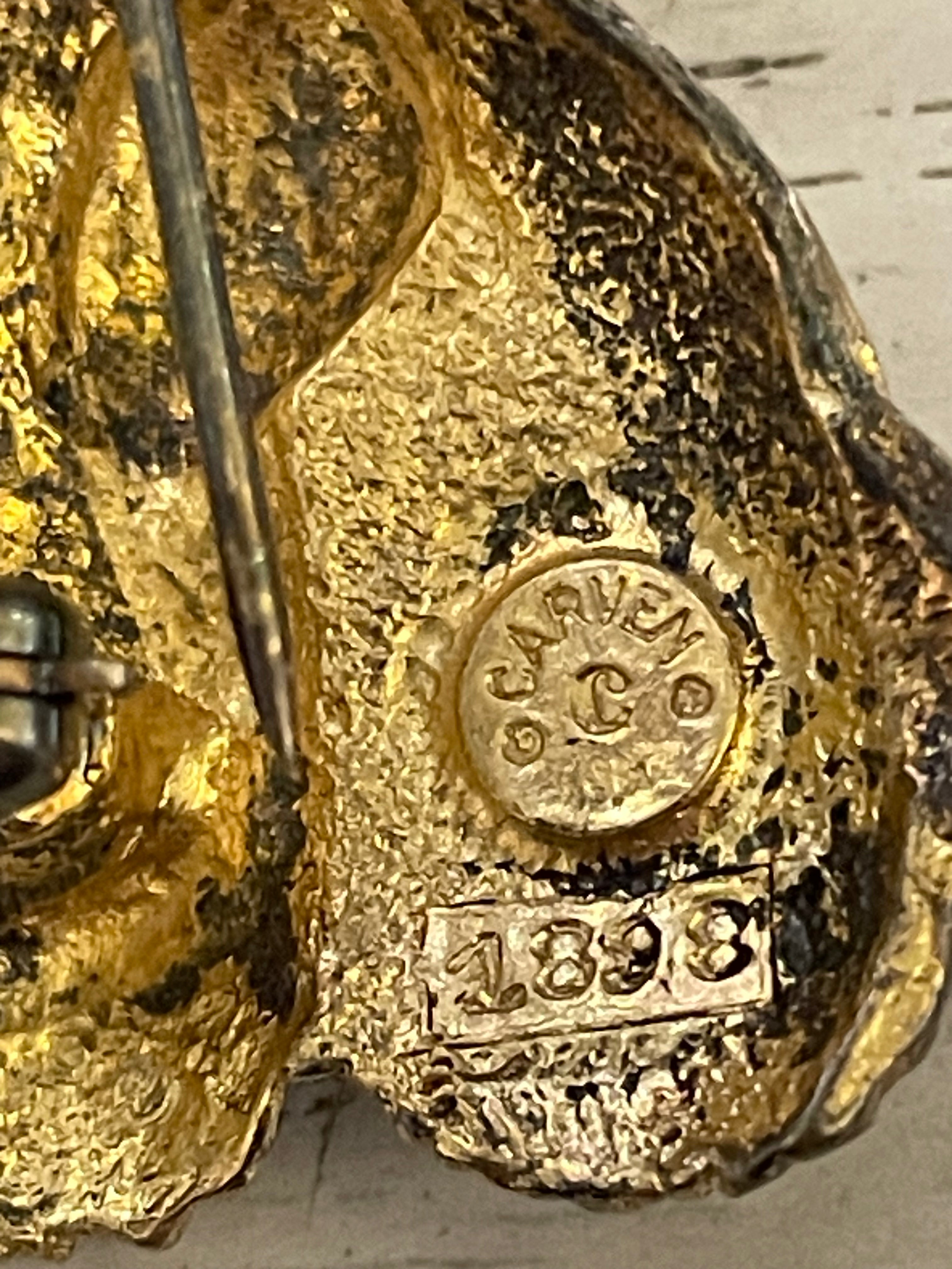 Carven Paris Vintage, Golden Terrier Dog Brooch with Rhinestones.