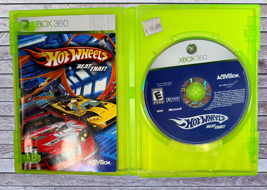 Hot Wheels Beat That Xbox 360 racing game by Activision. Complete with case and disc. Classic arcade Hot Wheels track racing with loops, power-ups and multiplayer fun.