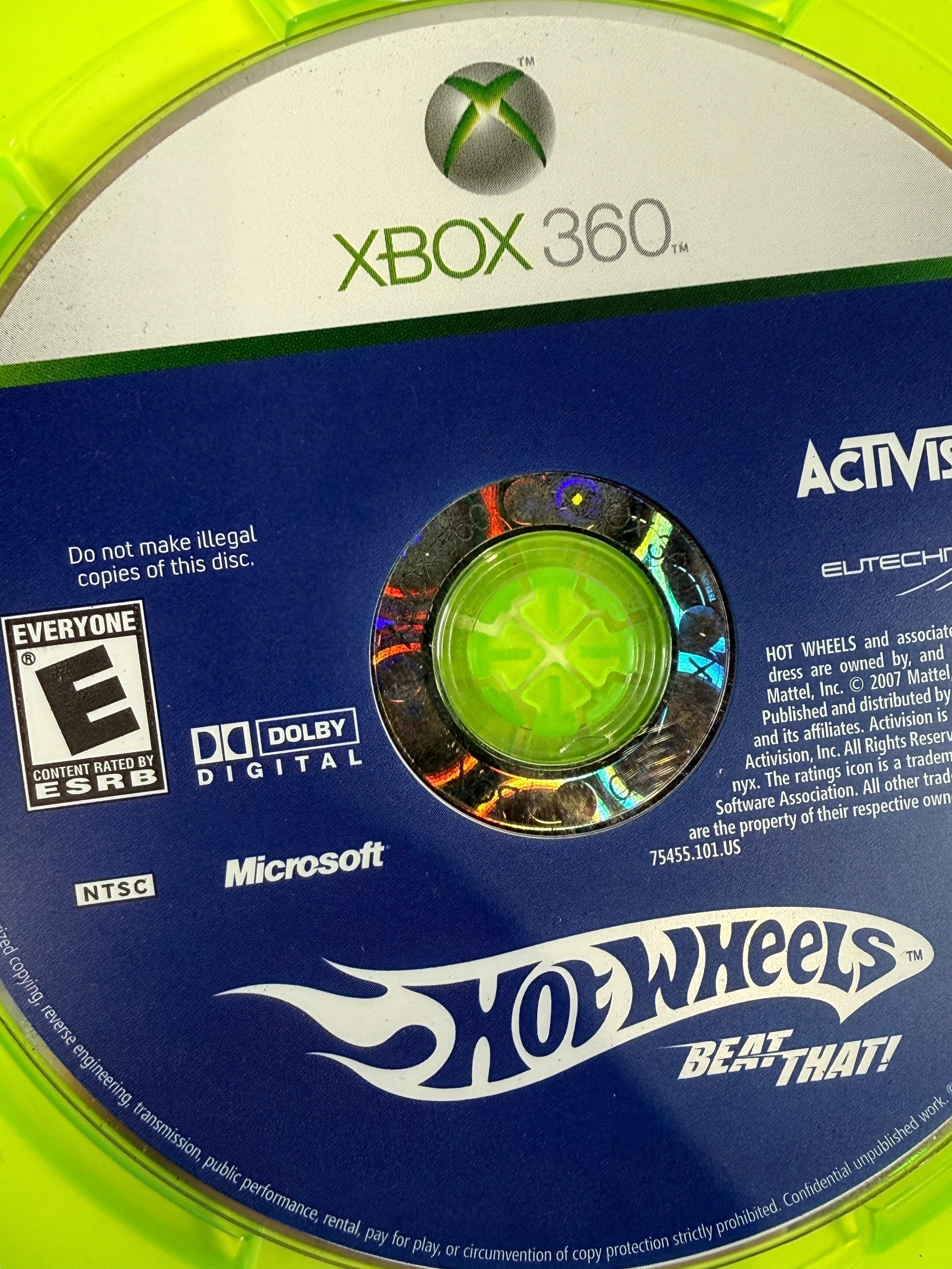 Hot Wheels Beat That Xbox 360 racing game by Activision. Complete with case and disc. Classic arcade Hot Wheels track racing with loops, power-ups and multiplayer fun.