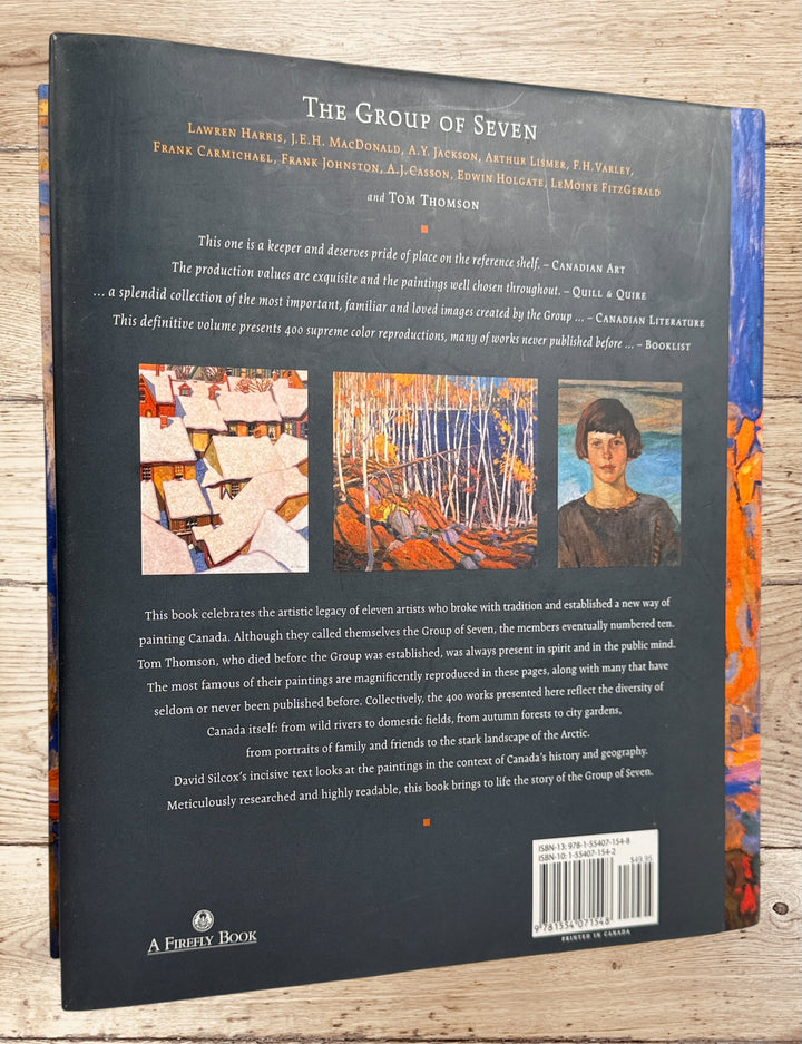 Large hardcover art book on the Group of Seven and Tom Thomson by David P. Silcox featuring 400 color reproductions of iconic Canadian landscape paintings.