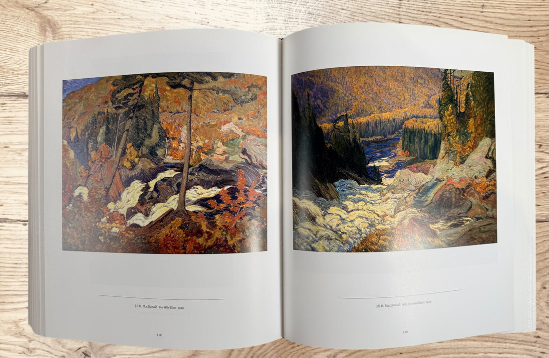 Large hardcover art book on the Group of Seven and Tom Thomson by David P. Silcox featuring 400 color reproductions of iconic Canadian landscape paintings.