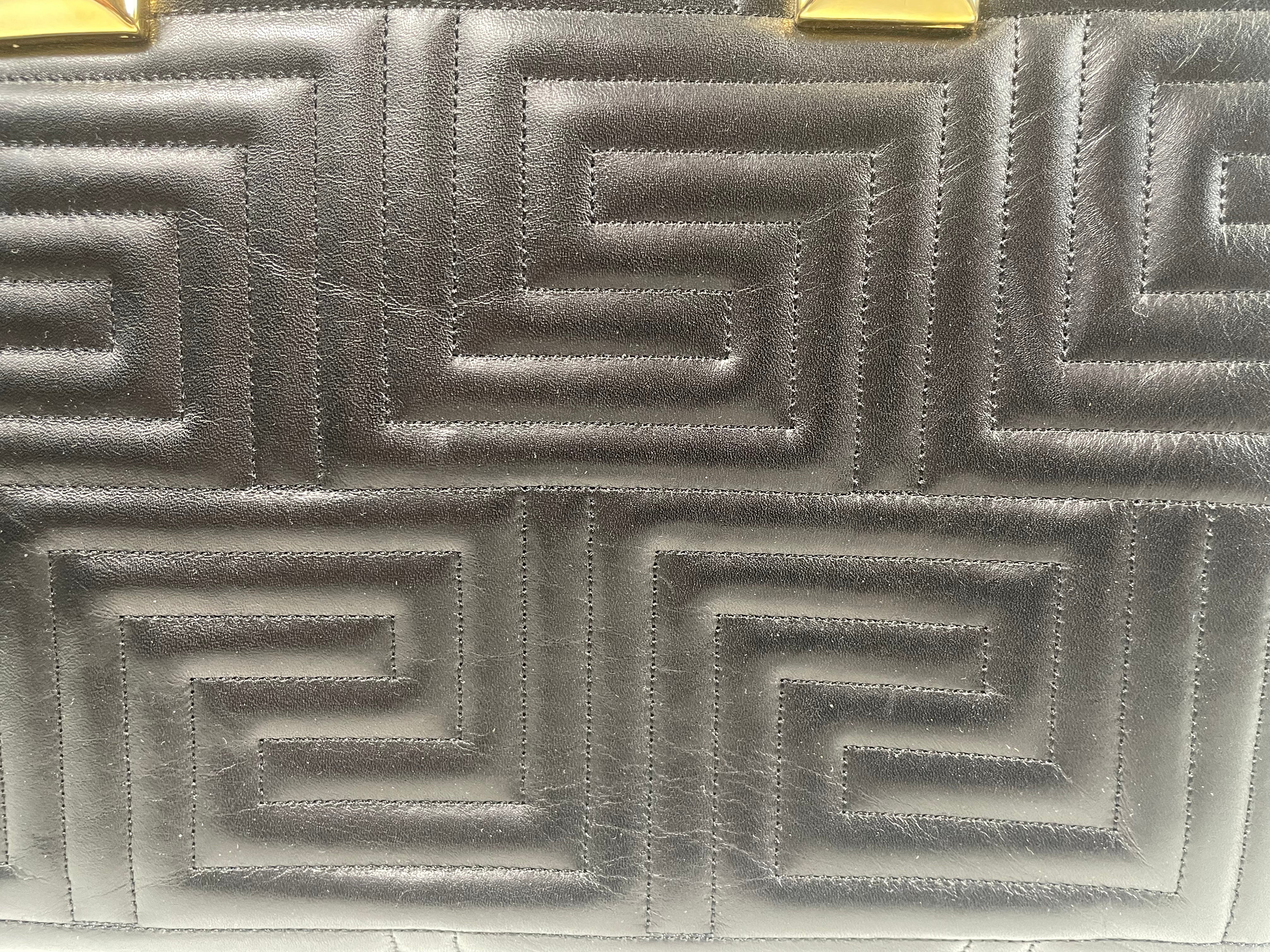 Valentino Orlandi Made In Italy Vintage Black Quilted Leather Bag