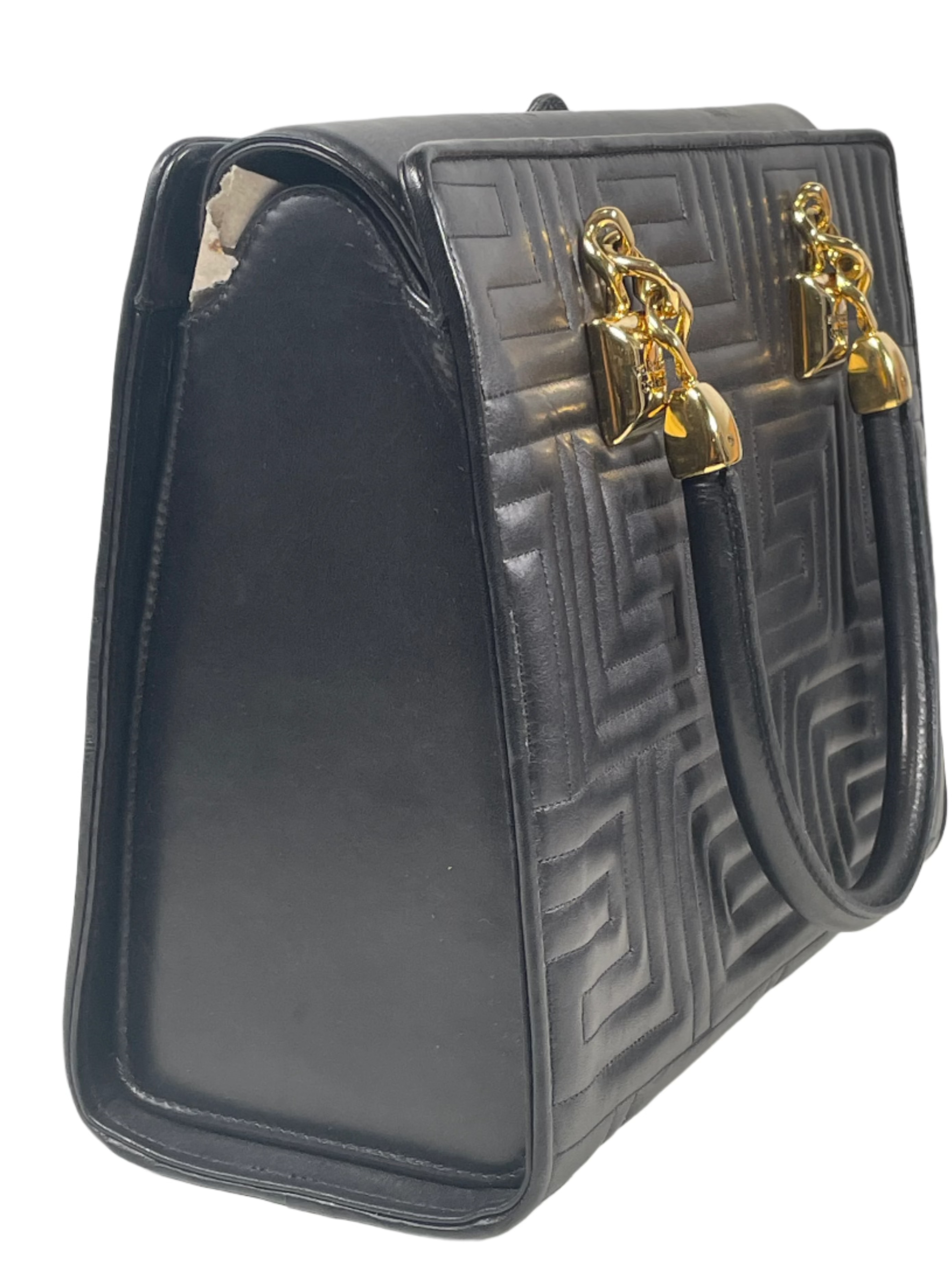 Valentino Orlandi Made In Italy Vintage Black Quilted Leather Bag