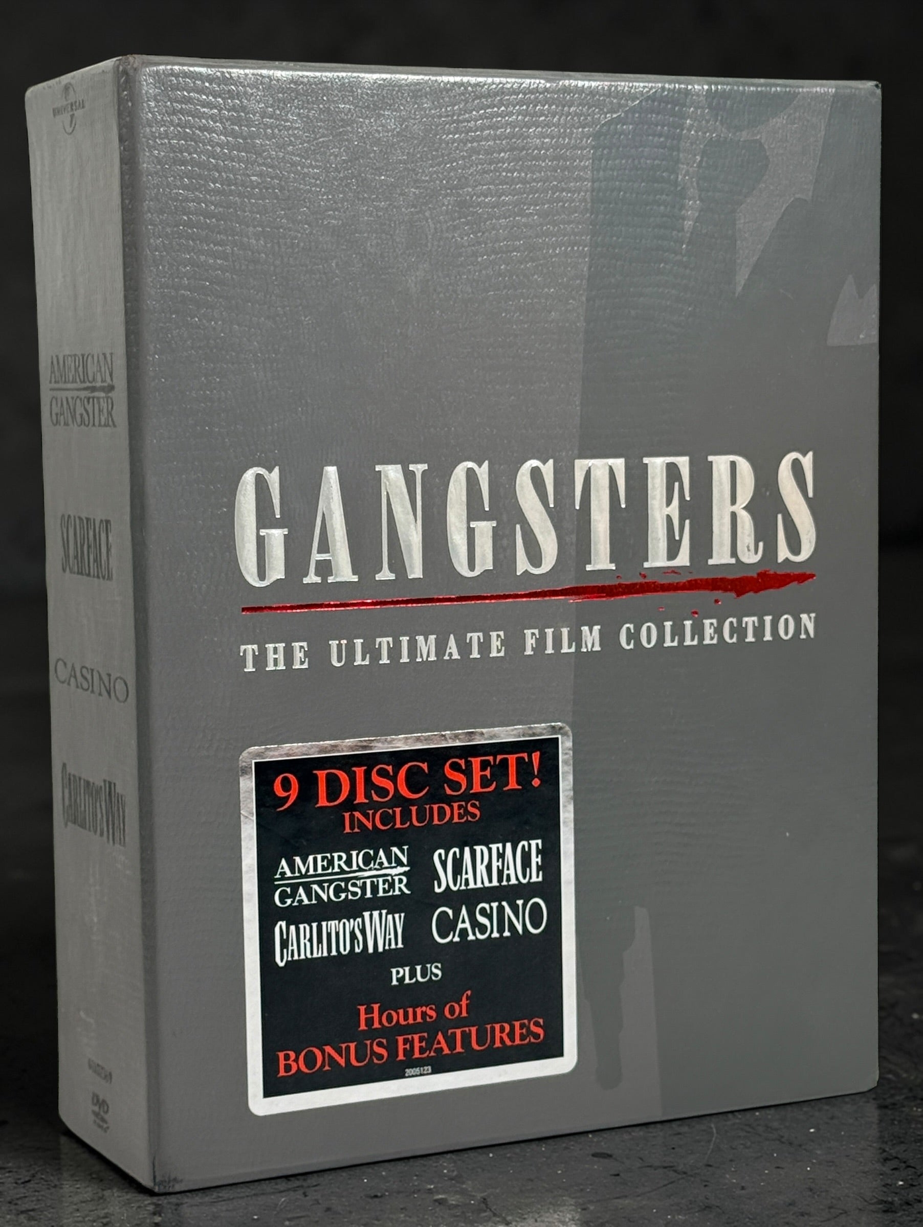Universal Gangsters Ultimate Film Collection 9 disc DVD box set featuring Scarface Casino Carlitos Way and American Gangster collection