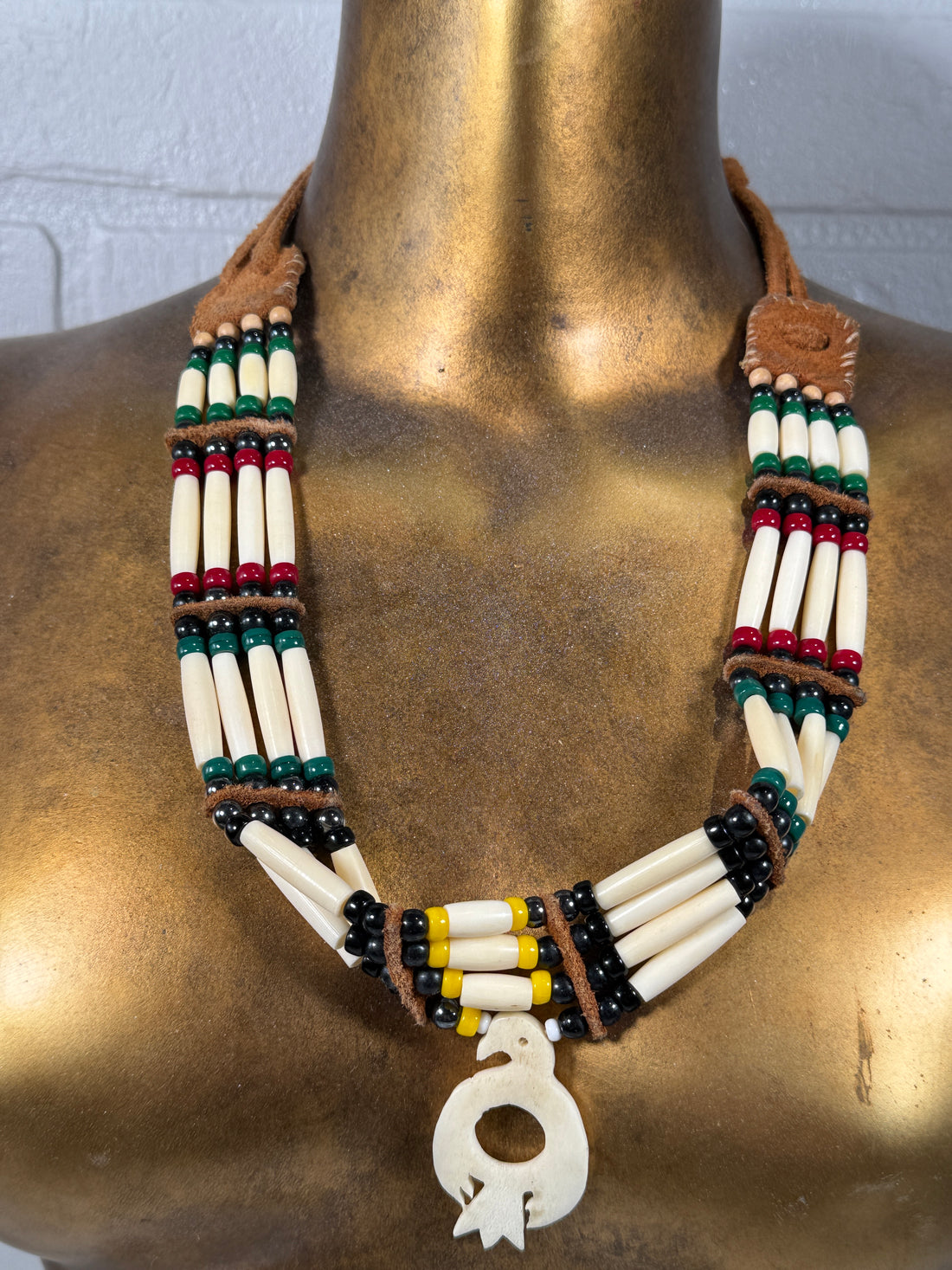 1970s Native Style Bone Bead Necklace & Bracelet Set