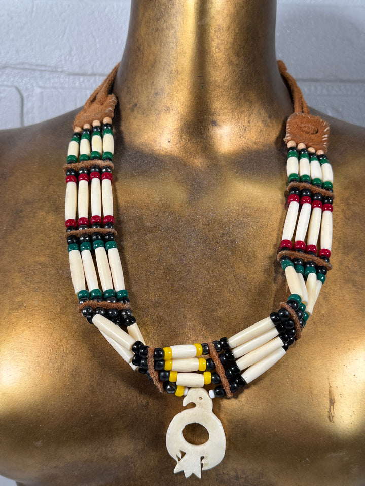 1970s Native Style Bone Bead Necklace & Bracelet Set