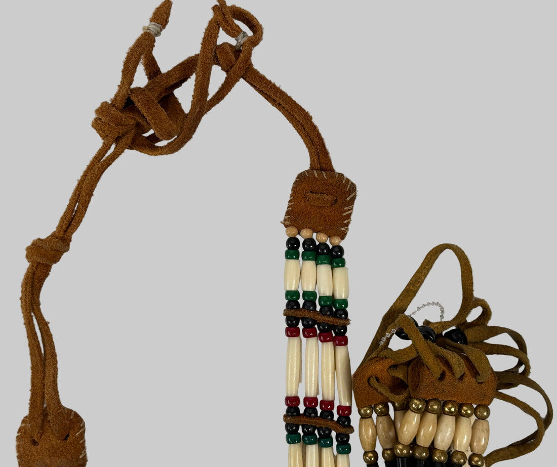 1970s Native Style Bone Bead Necklace & Bracelet Set