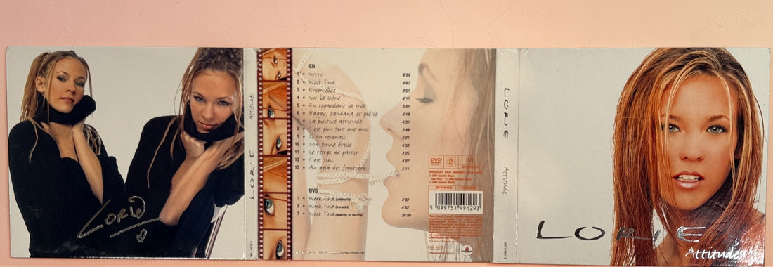 Lorie CD bundle with Pres De Toi and Attitudes including DVD. French pop classics from early 2000s with original cases and inserts.
