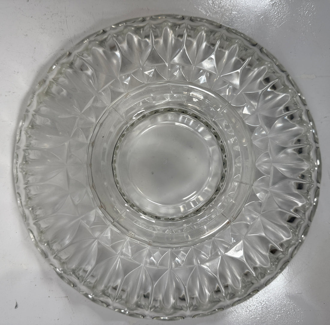 Bol sur pied vintage en verre d'Indiana motif fleur de lotus – 12,25 po transparent
