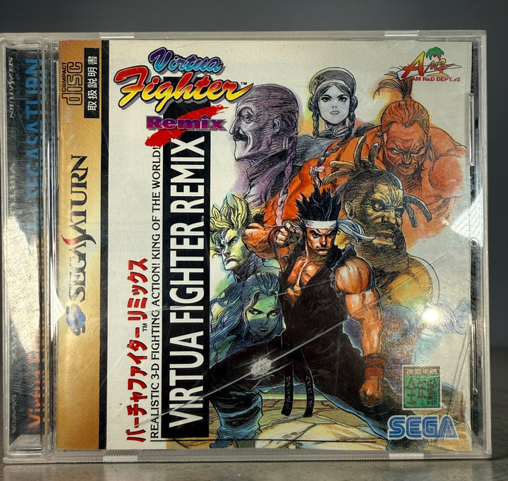 Sega Saturn Virtua Fighter Remix Japanese edition complete with obi. Classic 90s fighting game by AM2 in clean condition, ideal for collectors.