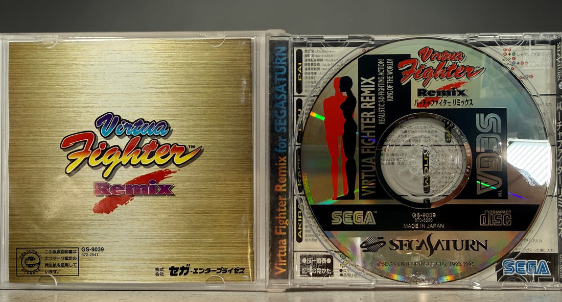 Sega Saturn Virtua Fighter Remix Japanese edition complete with obi. Classic 90s fighting game by AM2 in clean condition, ideal for collectors.