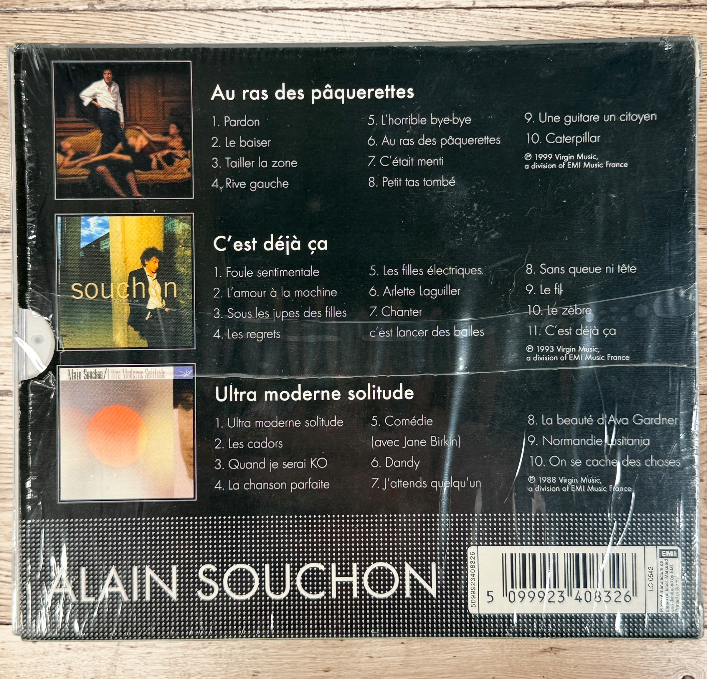 Sealed Alain Souchon 3CD box set featuring classic French albums from 1988–1999. EMI limited edition collection in excellent unopened condition.
