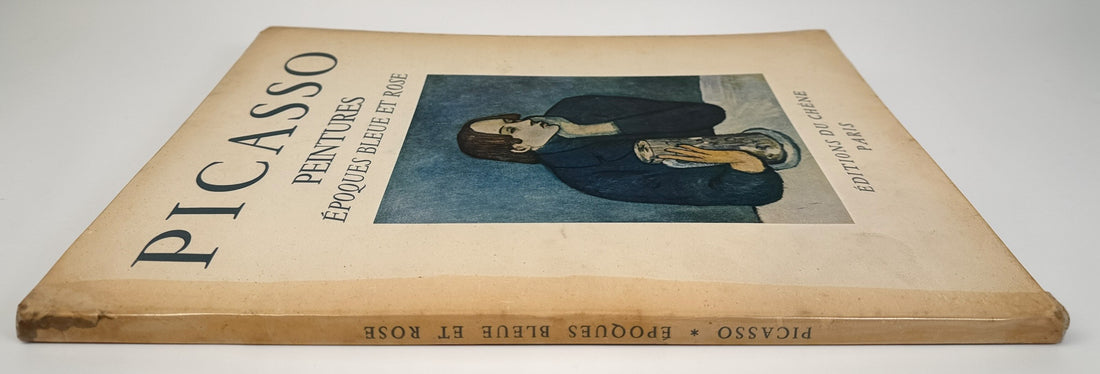 1955 Picasso art book with Blue and Rose period plates. French edition from Éditions du Chêne. Vintage decorative art book with full-page reproductions.
