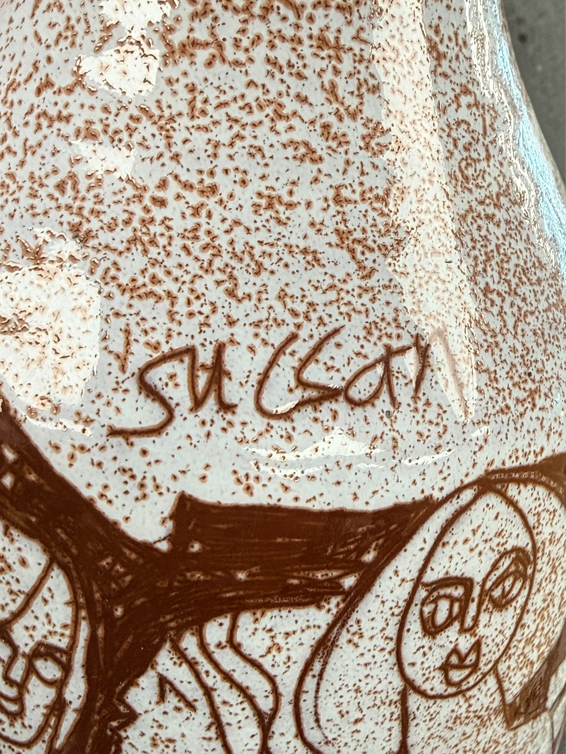 Charles Sucsan mid century ceramic lamp with figural nude design. Signed studio pottery piece, collectible modernist decor. Local pickup Montreal only.