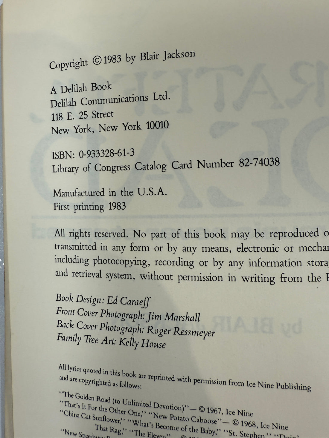 Livre des Grateful Dead de 1983 – La musique ne s'est jamais arrêtée, 1re impression, broché