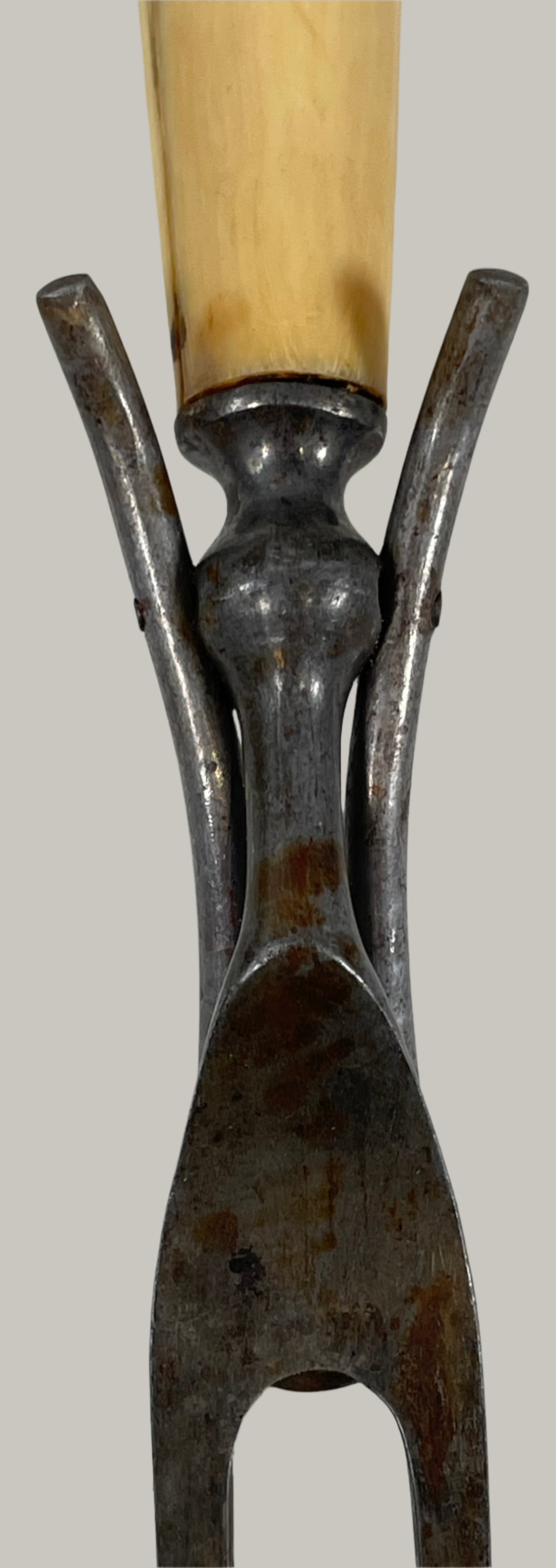 Ensemble de 3, service à découper avec manches en os, 1 couteau et 2 fourchettes.