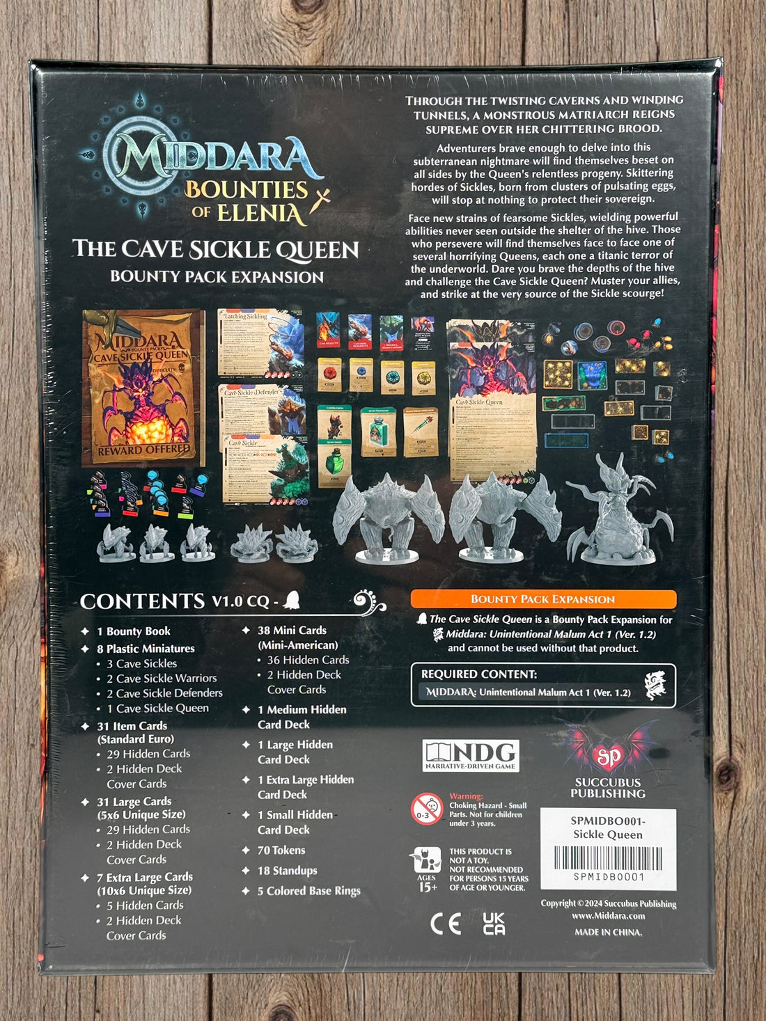 Middara Cave Sickle Queen expansion sealed board game add-on with miniatures cards bounty pack for Act 1 collectors rare narrative dungeon crawler content.