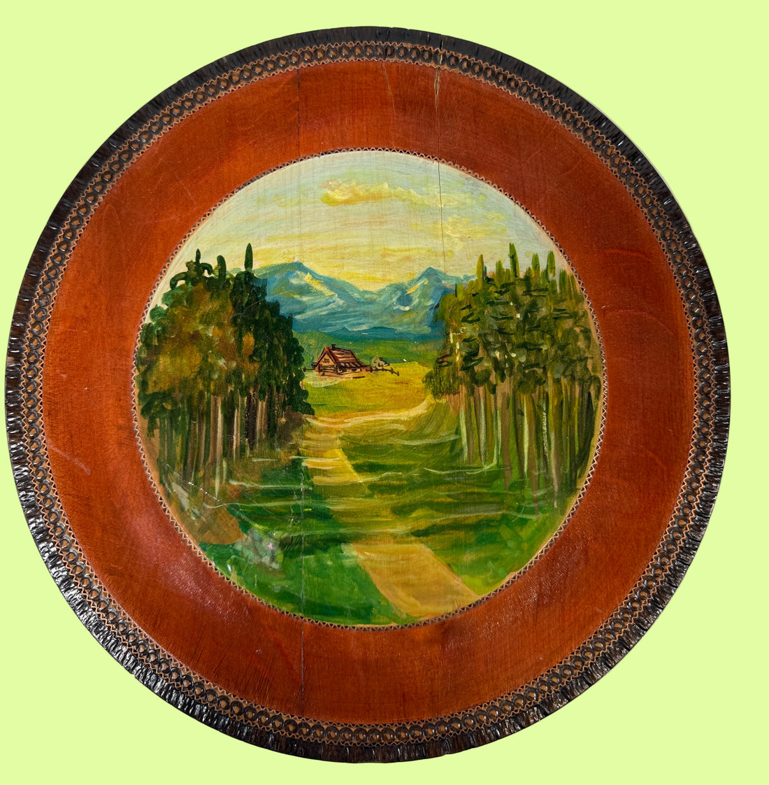 Polish Hand-Painted Wooden Plate by Romuald Fijałkowski – Folk Art